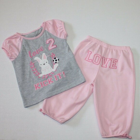 Gymboree Back To School Sleepwear Soccer Bunny Two-Piece Pajama Set PJ size 3 4 - Picture 1 of 4